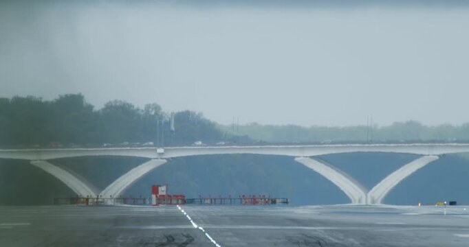 Commercial Jet Landing at Washington DC's DCA Airport in the Early Morning