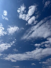 Fototapeta premium Blue sky with white clouds vertical.