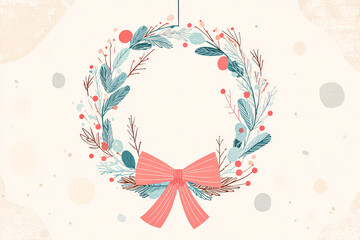 Obraz premium Decorative Floral Wreath with Bow