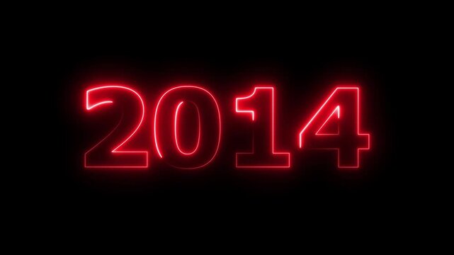 2014 number neon text animation. Neon beautiful red color number background 4k video.
