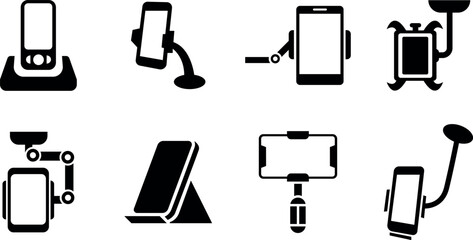 Mobile phone holders and stands icon set © GOKULRATAN