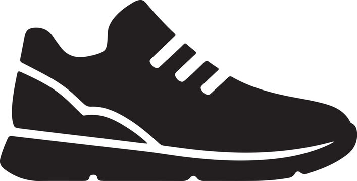 Bold silhouette sneaker icon vector isolated on white background. Sport footwear EPS..