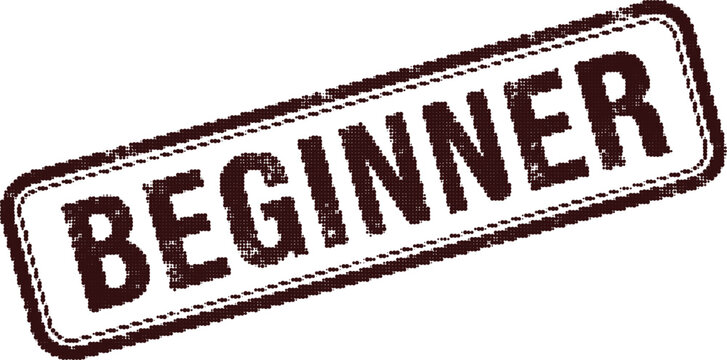 Beginner stamp design isolated on transparent background with halftone dot texture effect for training level label.