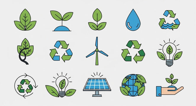 Collection of Eco Friendly Symbols and Icons.