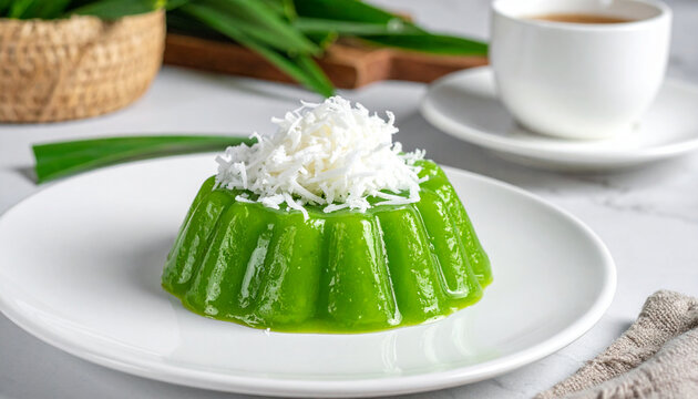 Traditional Green Steamed Coconut Cake