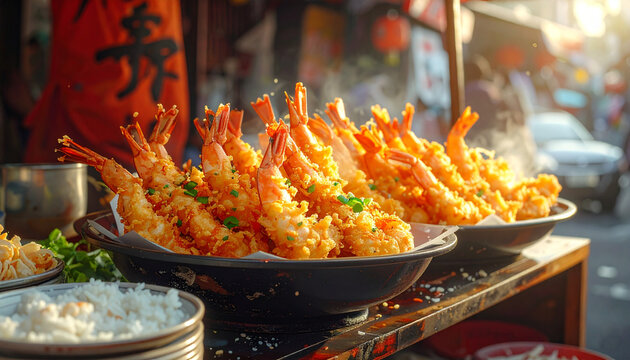 Delicious crispy fried shrimp tempura