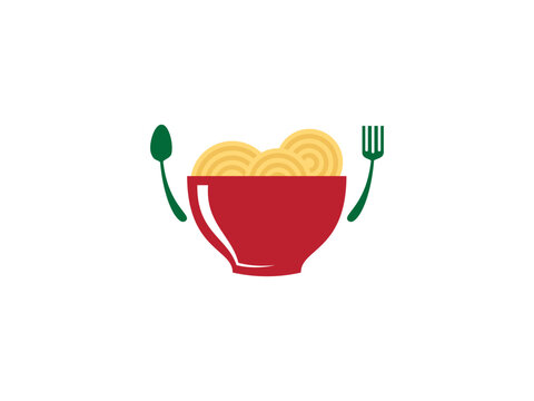 Emi's food bowl, spoon, fork logo