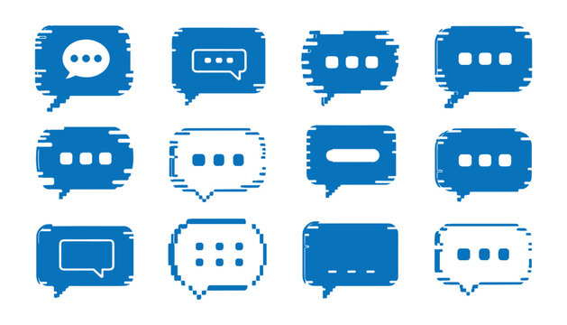 Blue speech bubble vector icons communication messaging and dialogue graphics