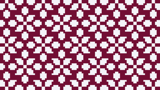 Pixel cross-stitch embroidery element asset with seamless flower pattern