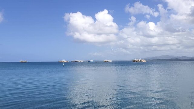 Scenic ocean view off coast of Suva Fiji seascape calm