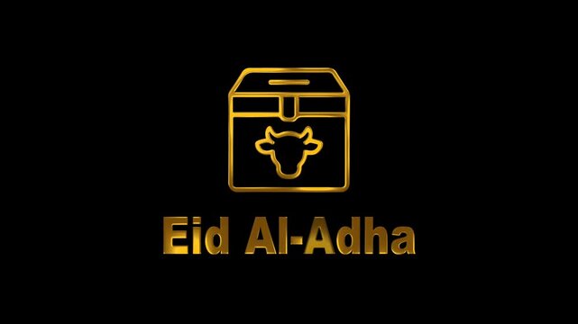 Golden donation box icon with cow symbol for eid al adha