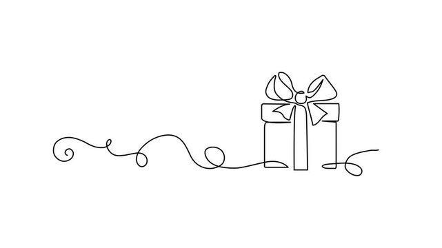 Gift box minimal continuous line animation.
