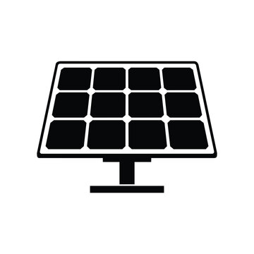 Solar panel array icon with solar panel array for photovoltaic power generation black and white vector