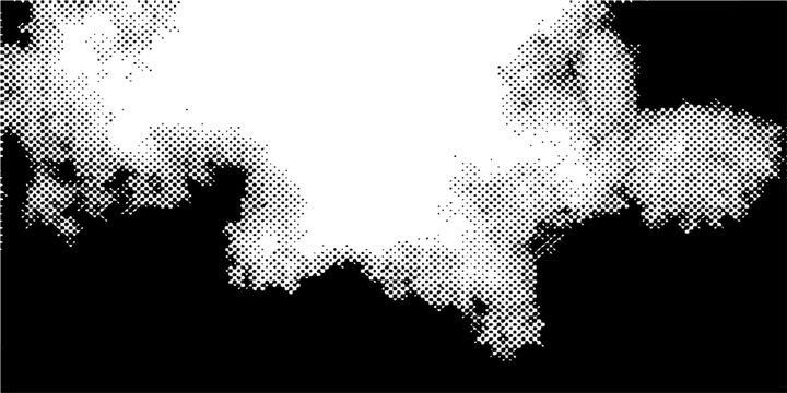 Vector Abstract cloud halftone graphic elements isolated on black background for design and decoration.