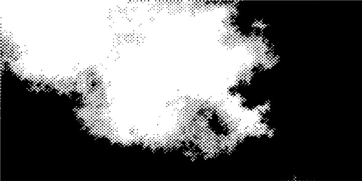 Vector Cloud shaped smoke with textured pattern in monochrome style and dark background creates dramatic atmosphere.