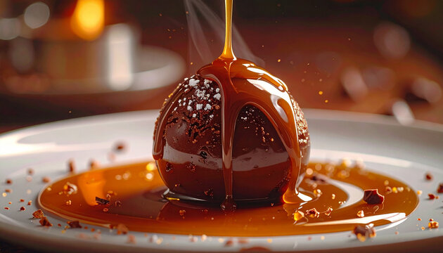 Decadent chocolate dessert with caramel