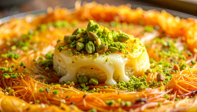 Delicious Golden Kunafa With Pistachios