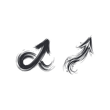 Two textured arrows with brush stroke style indicating direction, the style suggests a hand painted or artistic approach