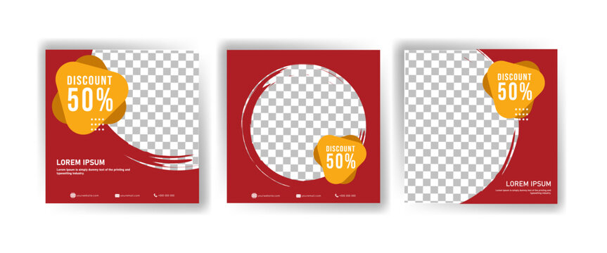 Creative discount sale flyer templates featuring bold fifty percent off text designs with transparent backgrounds for marketing promotions
