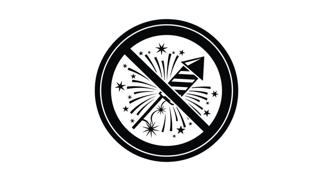 No fireworks sign black silhouette isolated on white background