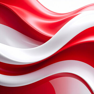 Red and White Abstract Waves of Fabric Smooth Silk Flow