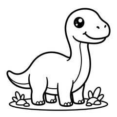 Naklejka premium Kawaii Dinosaur Illustration – Cute Baby Dino Outline for Kids Coloring Activity