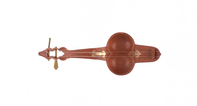Kazakh musical instrument kobyz isolated on white background