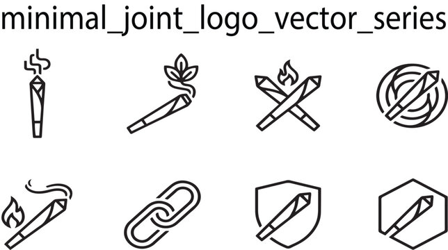 Set of eight minimal line art icons representing joints and related symbols marijuana free image downlod