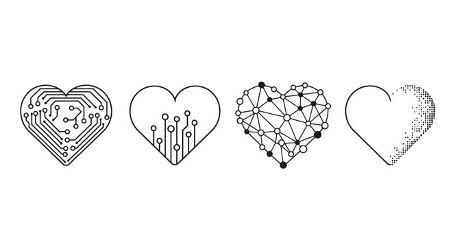 Abstract heart designs technology and symbolism