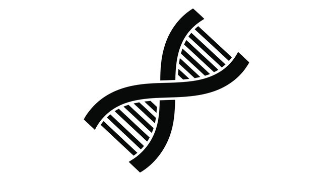 dna double helix silhouette on white background