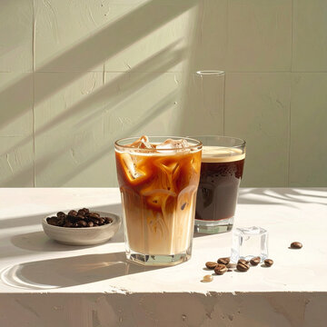 Iced Latte Coffee In Sunlight