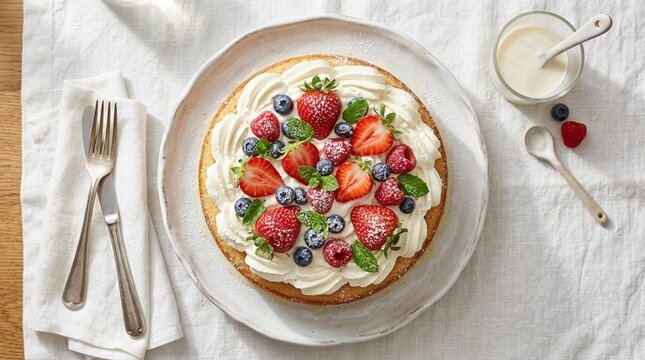 Tres leches cake slice &ndash; Authentic Mexican Food Studio Hero Shot on White Background | Commercial Stock Photo for Restaurant Menu, Food Blog, and Editorial Use