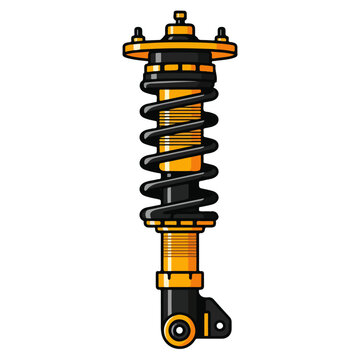 Performance Car Coilover Suspension Cartoon Vector Illustration