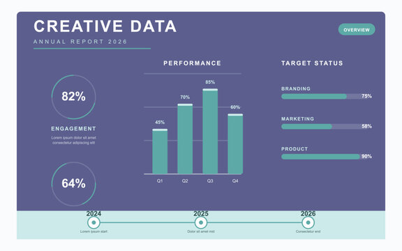Infographic template with bar graph and statistics for annual report