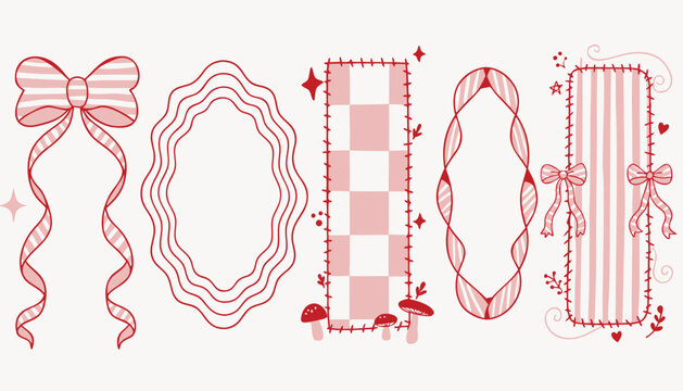 Decorative labels with ribbons and gingham patterns for creative projects
