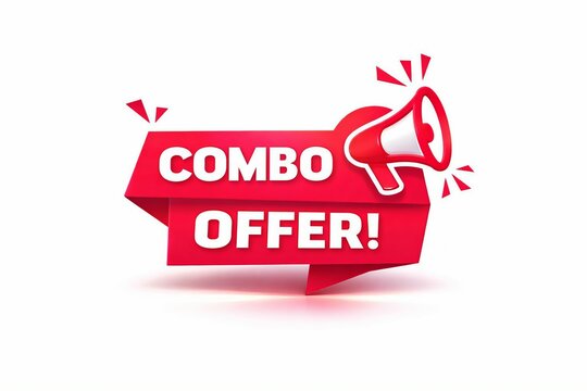 Red combo offer banner with trumpet icon and explosion effect