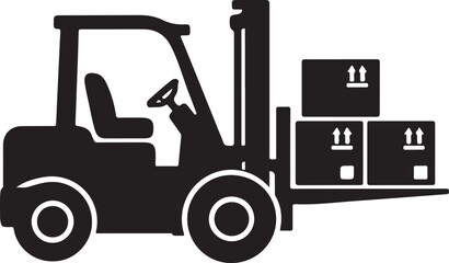  a fork lift truck silhouette vector © Ajmot