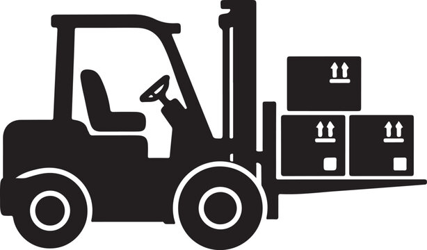  a fork lift truck silhouette vector