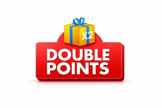 Double points promotion gift box with x2 multiplier on red badge