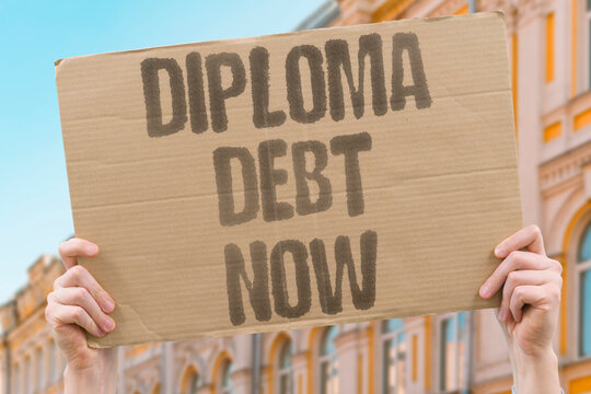 "Diploma Debt Now" Earning a diploma now almost guarantees entering lifelong debt repayment cycles. DIPLOMA. DEBT. LIFELONG. REPAYMENT. CYCLES.