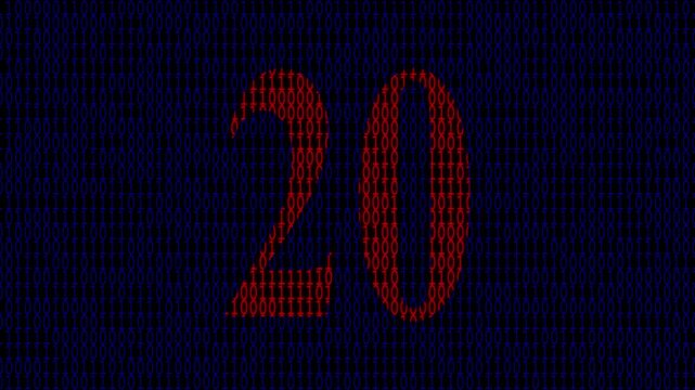 cyber technology countdown timer 25 to 0 animation, 25 to 0 second countdown  animation video on binary code background., 25 to 0 second countdown  animation video on binary code background..