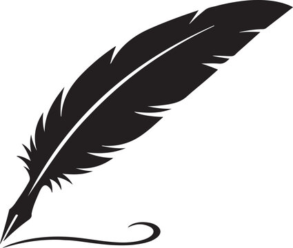 Quill as in the writing instrument made from a feather silhouette vector
