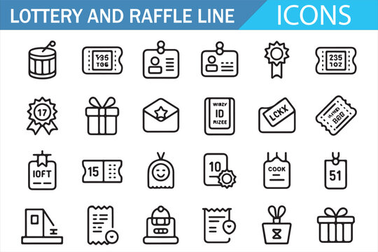 Lottery and Raffle Line Icon Collection