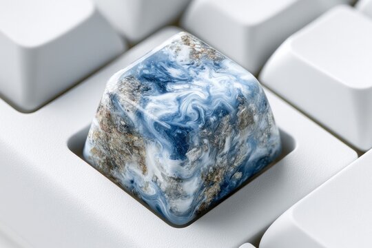 Swirled Marble Keycap on White Keyboard