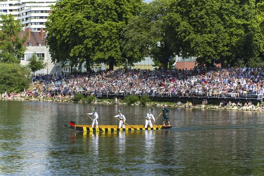 Fischerstechen on the Danube, old custom in Ulm, Swabian Alb, Baden-W&uuml;rttemberg, Germany