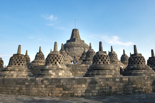 Temple complex Borobudur, Stupas, Borobudur, Yogyakarta, Java, Indonesia