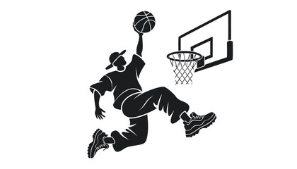 Street style basketball player performing slam dunk © Sadhin07