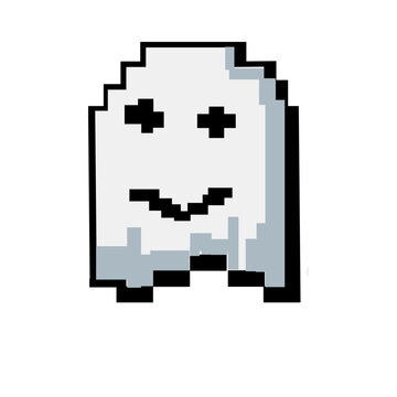 ghost 8-bit retro video game vector graphic design