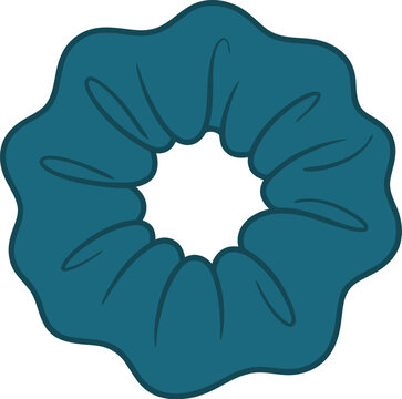Teal scrunchie hair tie accessory for fashion and beauty illustration
