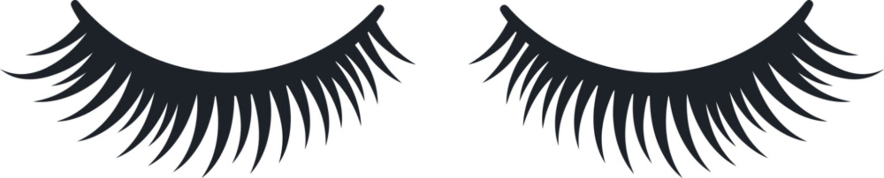 Black eyelashes silhouette for makeup and beauty marketing materials